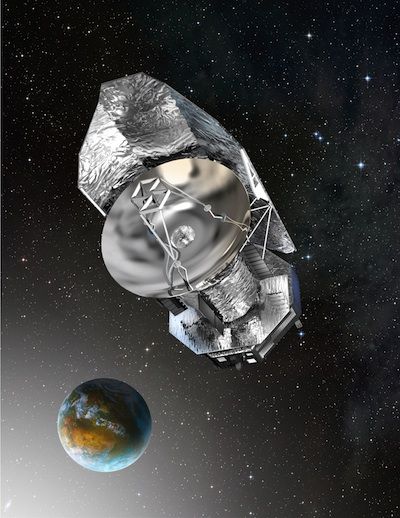 科学想象图：赫歇尔空间望远镜运行于距离地球100多万公里处的第二拉格朗日点