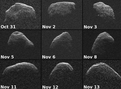 美国宇航局深空网络天线观测到2007 PA8小行星近距离接近地球的过程